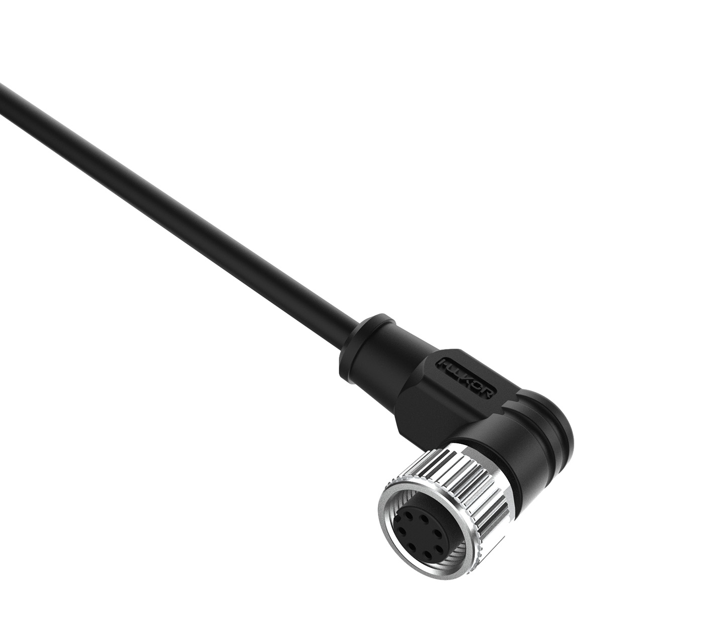 M12 A-coded 8-pin female elbow connector pre-molded 8x24AWG cable