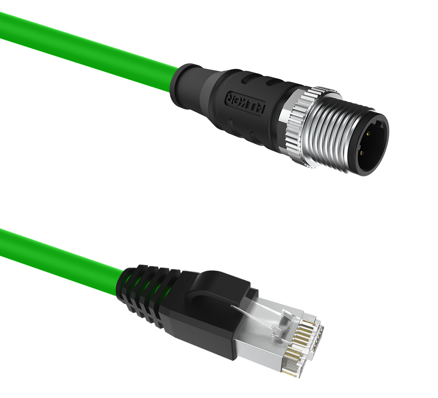 M12D编码 4芯公头接RJ45 预制CAT5E 4*22AWG PROFINET以太网电缆